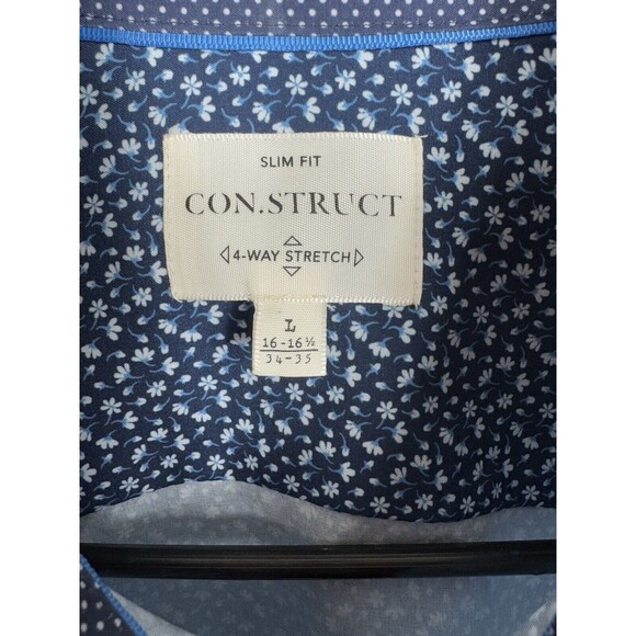 CON.STRUCT Floral Button Down Navy Blue Long Sleeve Dress Shirt NWT Size L - Picture 5 of 10
